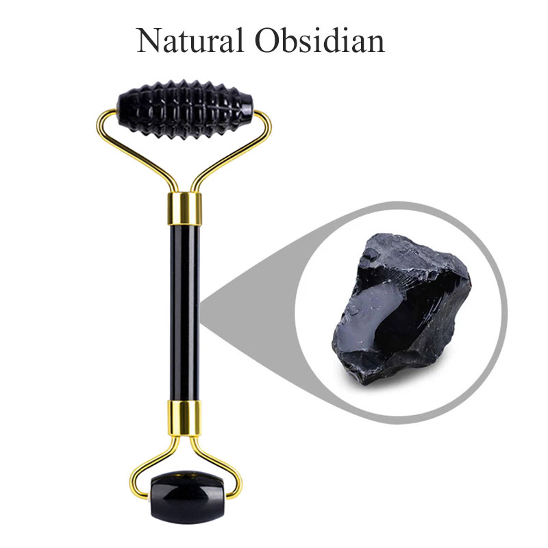 Jade Roller Gua Sha - Natural Obsidian Face Massage Roller Gua