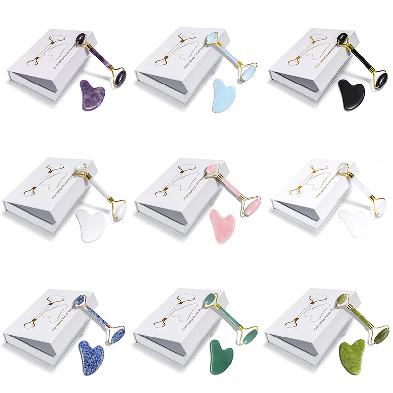 Jade Roller Gua Sha - Rose Quartz Natural Jade Roller Massager