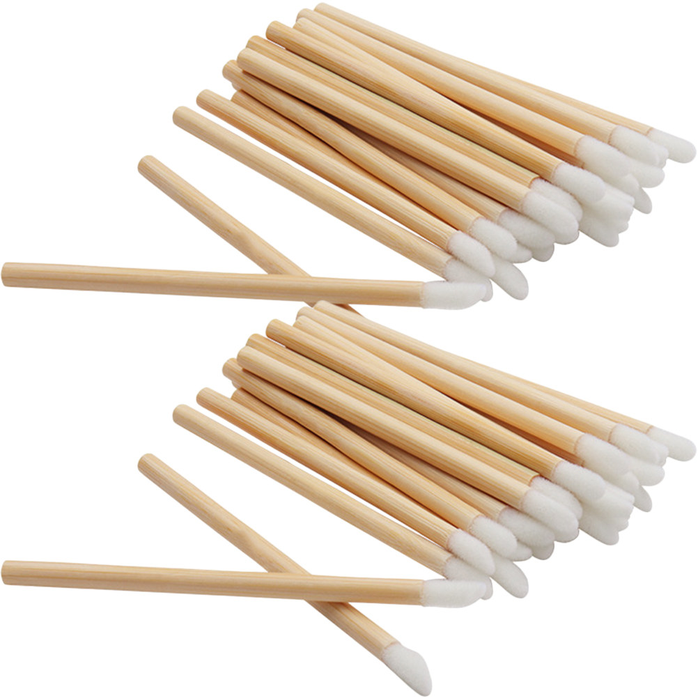 Makeup Brush Set - 100Pcs Wooden Lipstick Applicators Disposable Lip