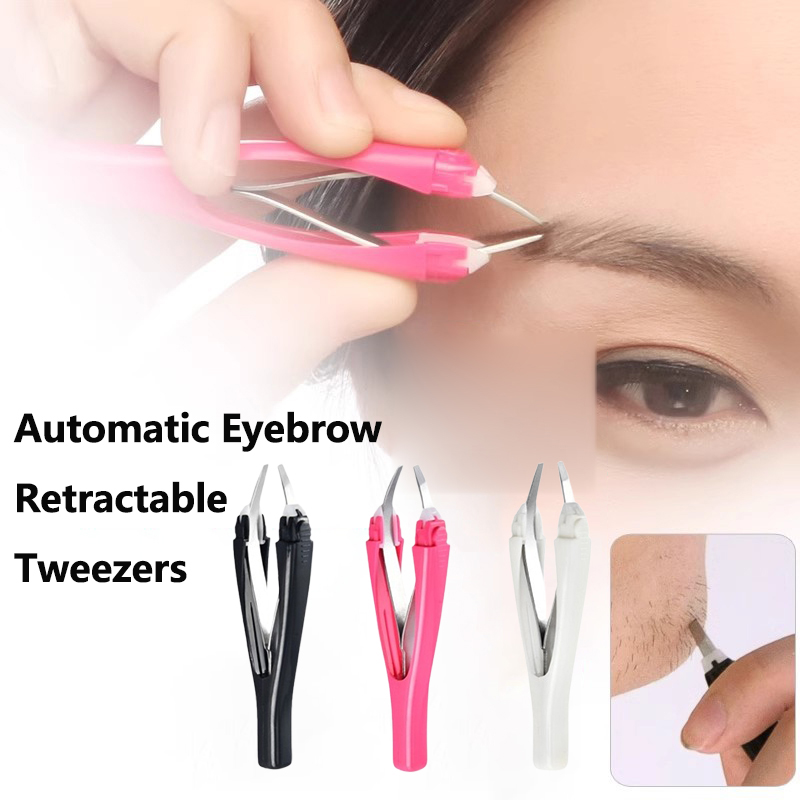 Beauty Makeup Remover - Eyebrow Tweezer Automatic Retratable Face Hair