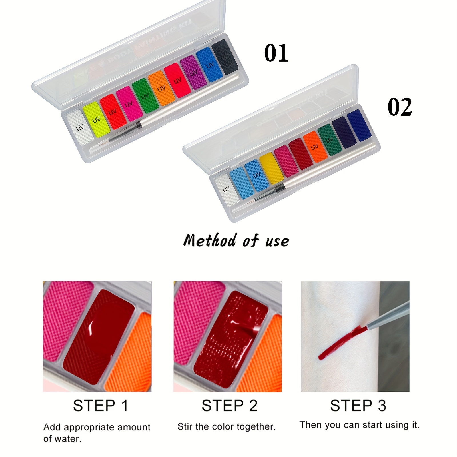 10 Colors Glow Fluorescent Neo - огляд і ціна Beauty Halloween Makeup