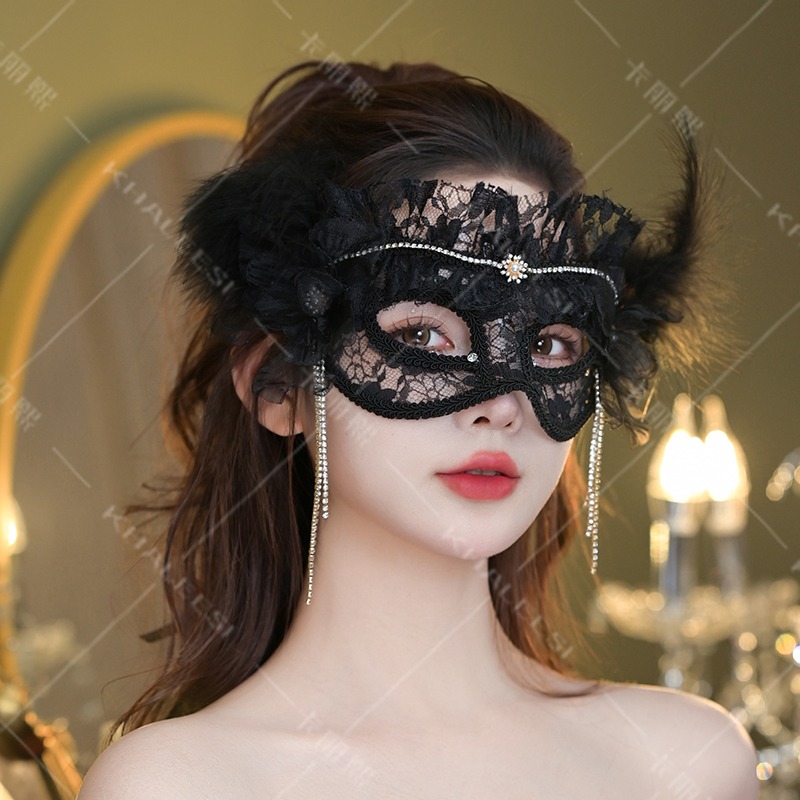 Black Lace Mesh Half Face Mask - огляд і ціна Beauty Halloween Makeup