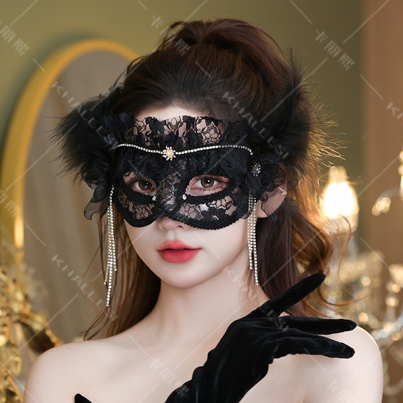 Black Lace Mesh Half Face Mask - огляд і ціна Beauty Halloween Makeup